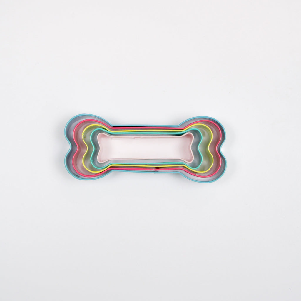 Mini Multicolor Dog Bone Cookie Cutter Set - 5 Sizes
