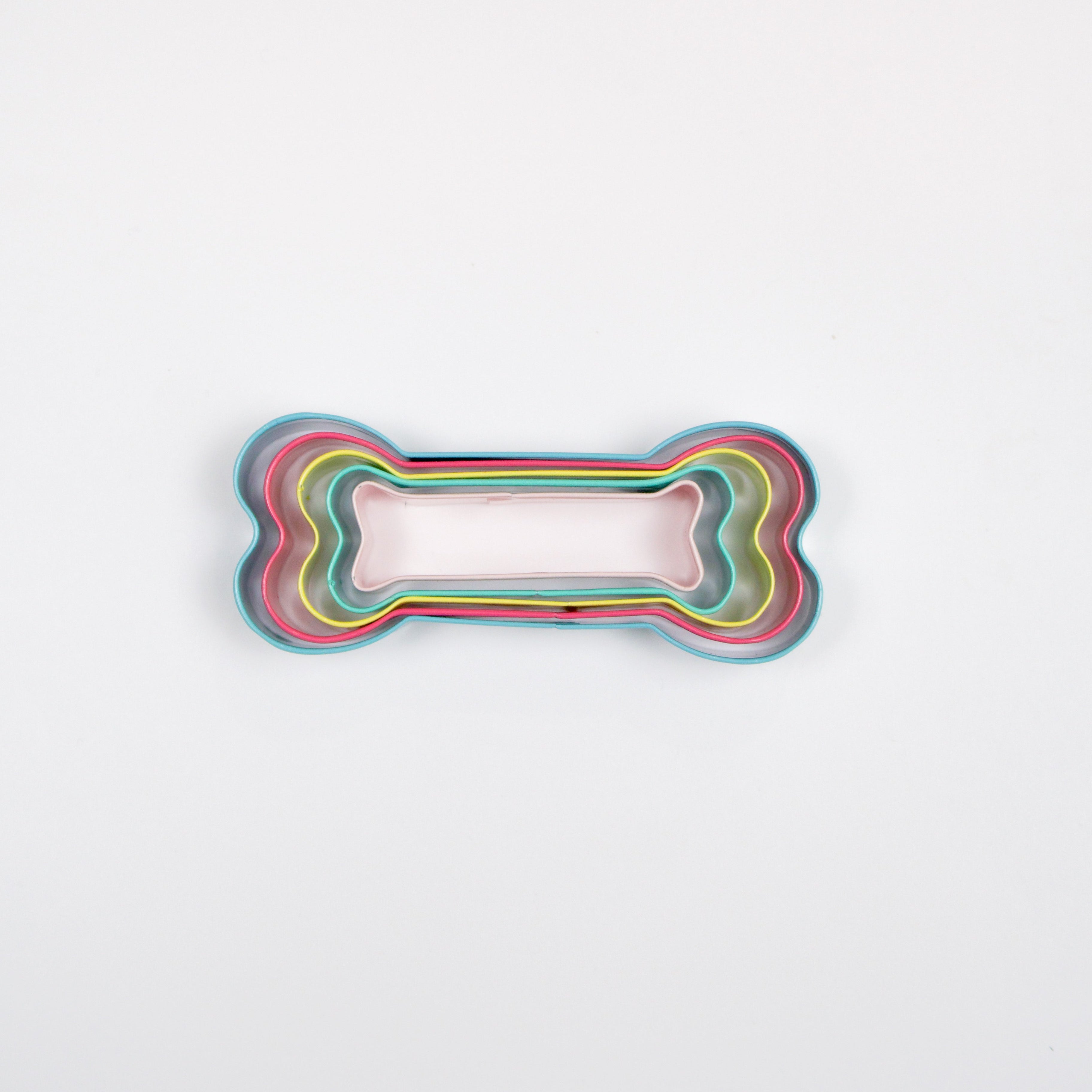 Mini Multicolor Dog Bone Cookie Cutter Set - 5 Sizes
