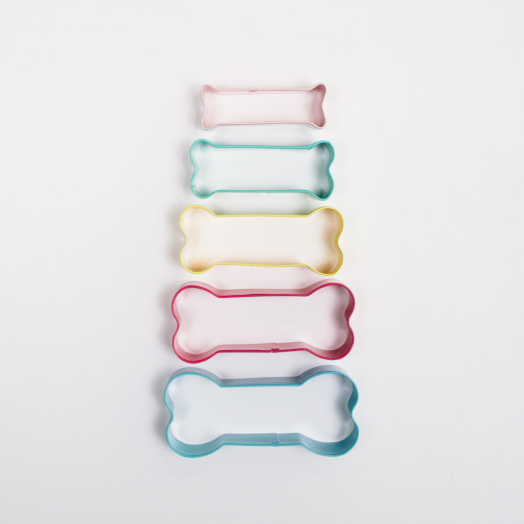 Mini Multicolor Dog Bone Cookie Cutter Set - 5 Sizes