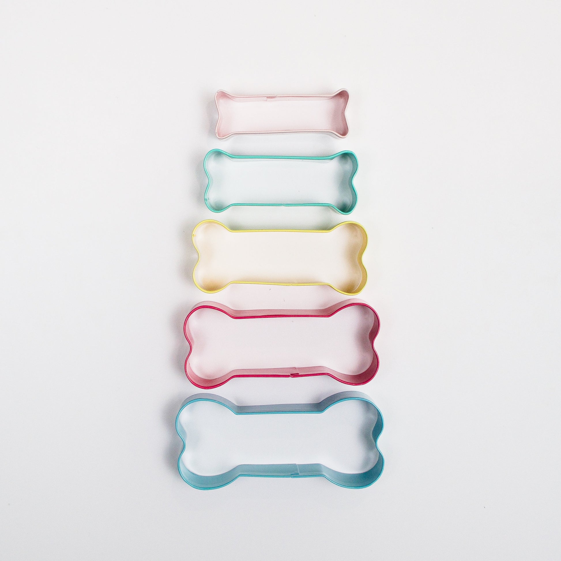 Mini Multicolor Dog Bone Cookie Cutter Set - 5 Sizes