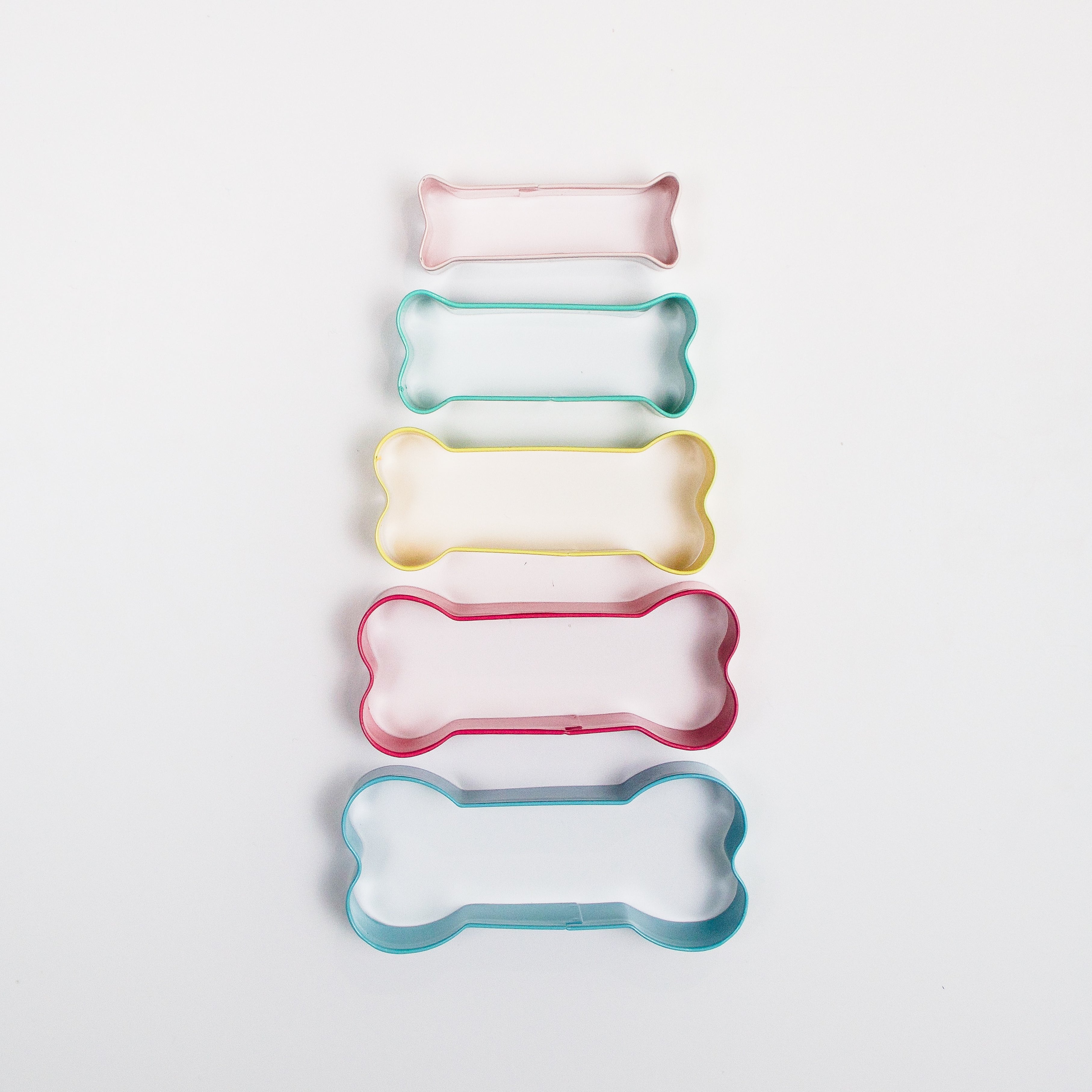 Mini Multicolor Dog Bone Cookie Cutter Set - 5 Sizes